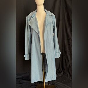 Stylish Denim Rhinestone Trench Coat